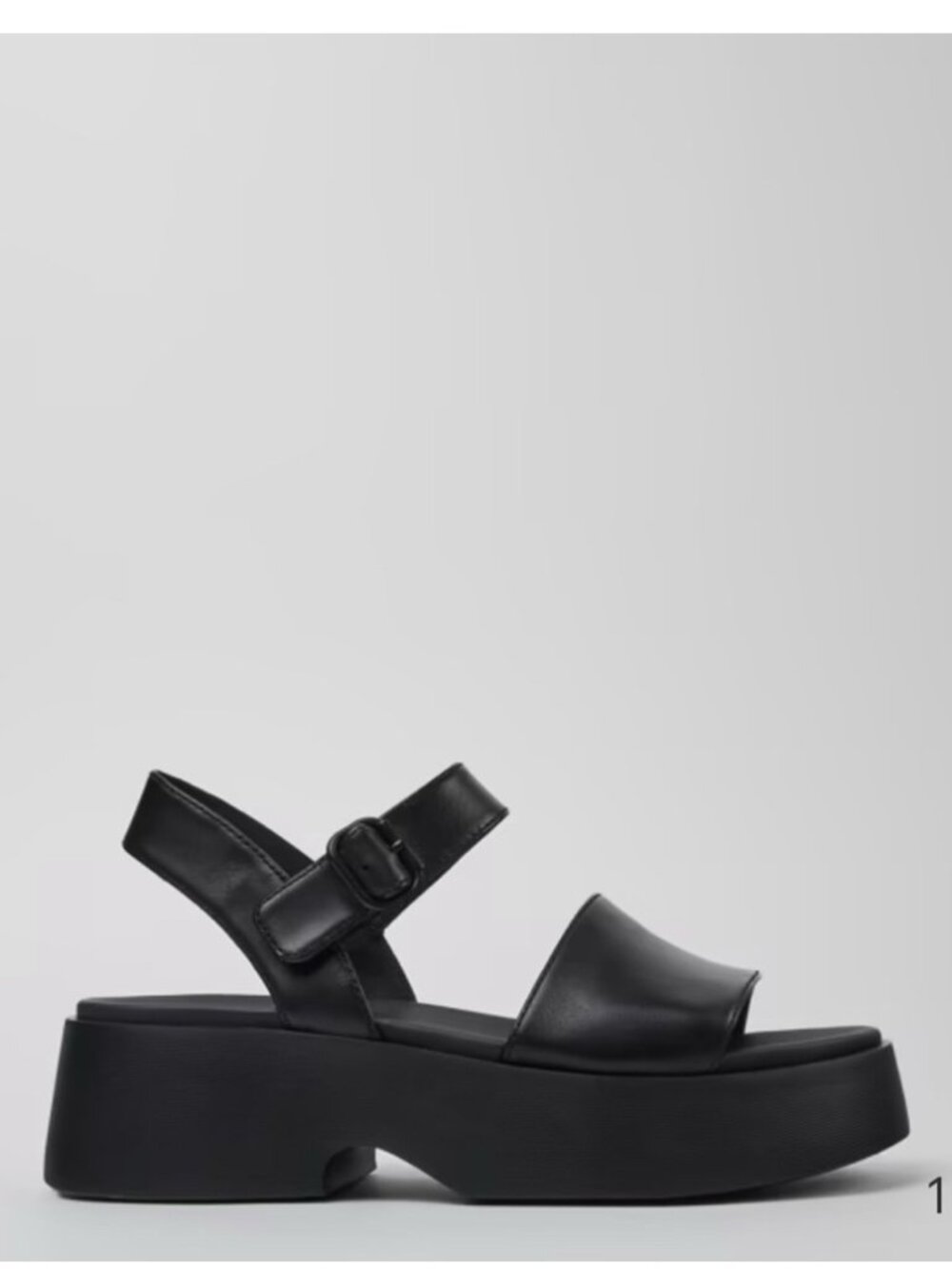 Camper Tasha Black Leather Platform Sandals - 36 / 6